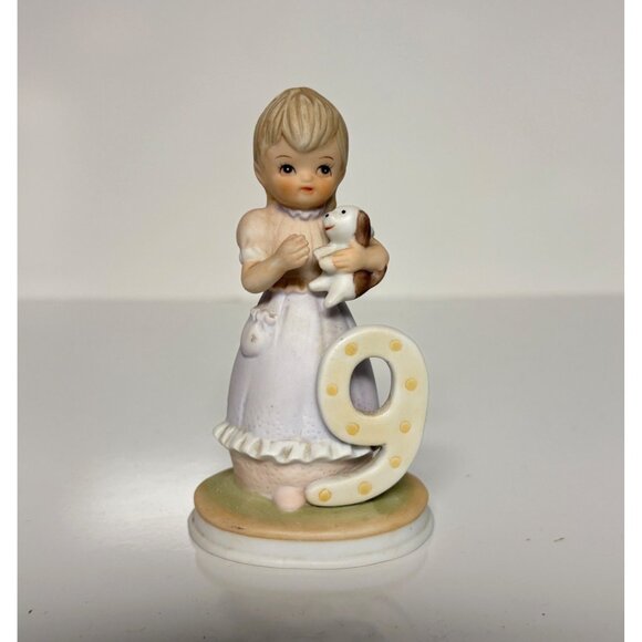 Lefton Christopher Collection Birthday Girl Figurine #034481 Age 9 1983 Vintage - Picture 1 of 8